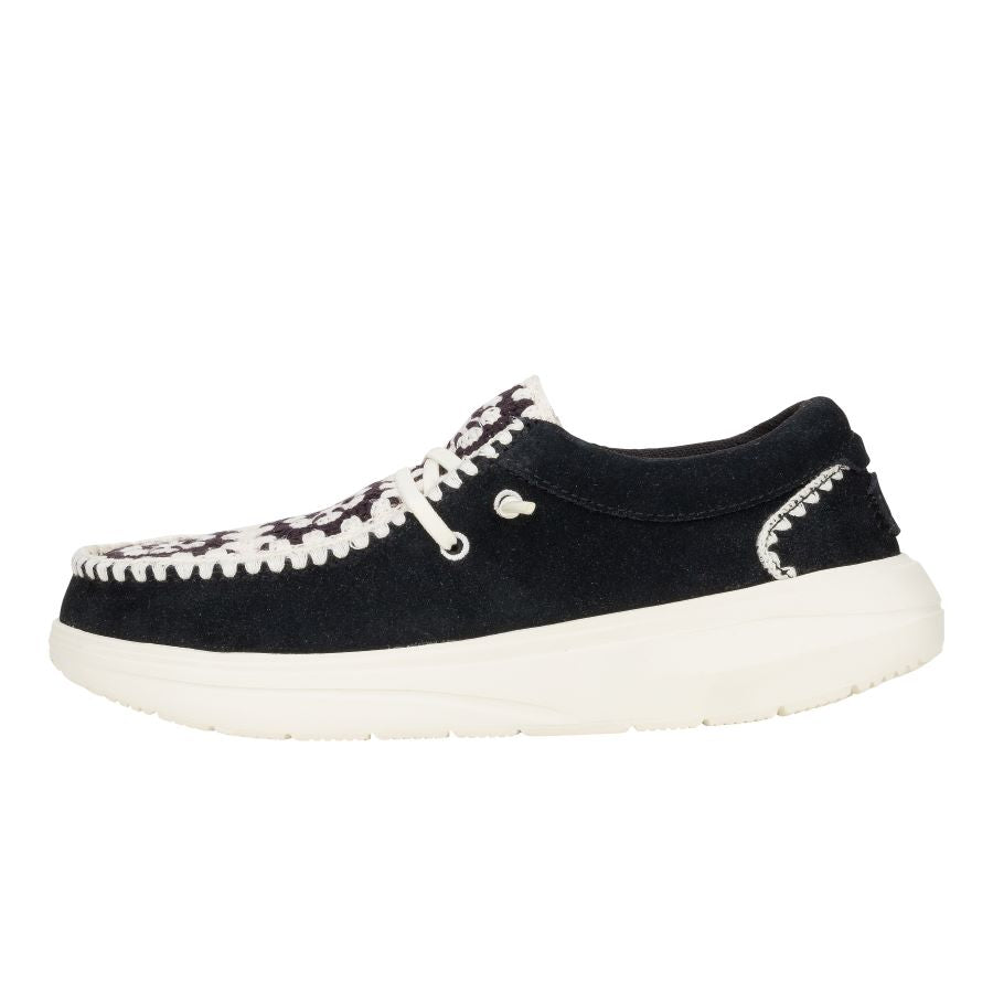 Wendy Comf Suede Crochet - Black/Multi